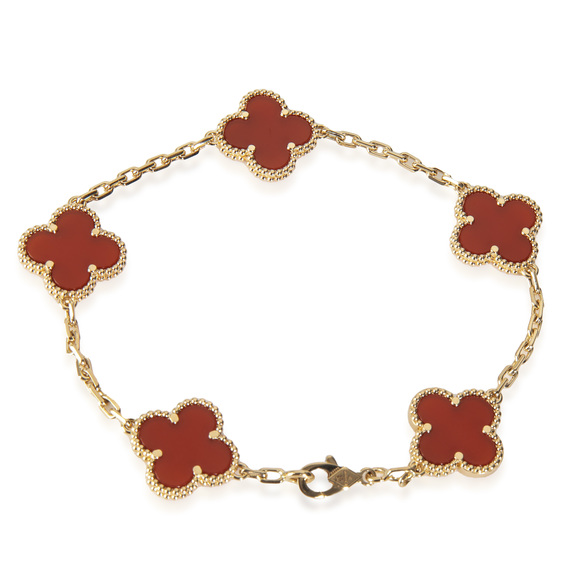 Van Cleef & Arpels Yellow Gold Carnelian Vintage Alhambra Bracelet - Picture 2 of 4